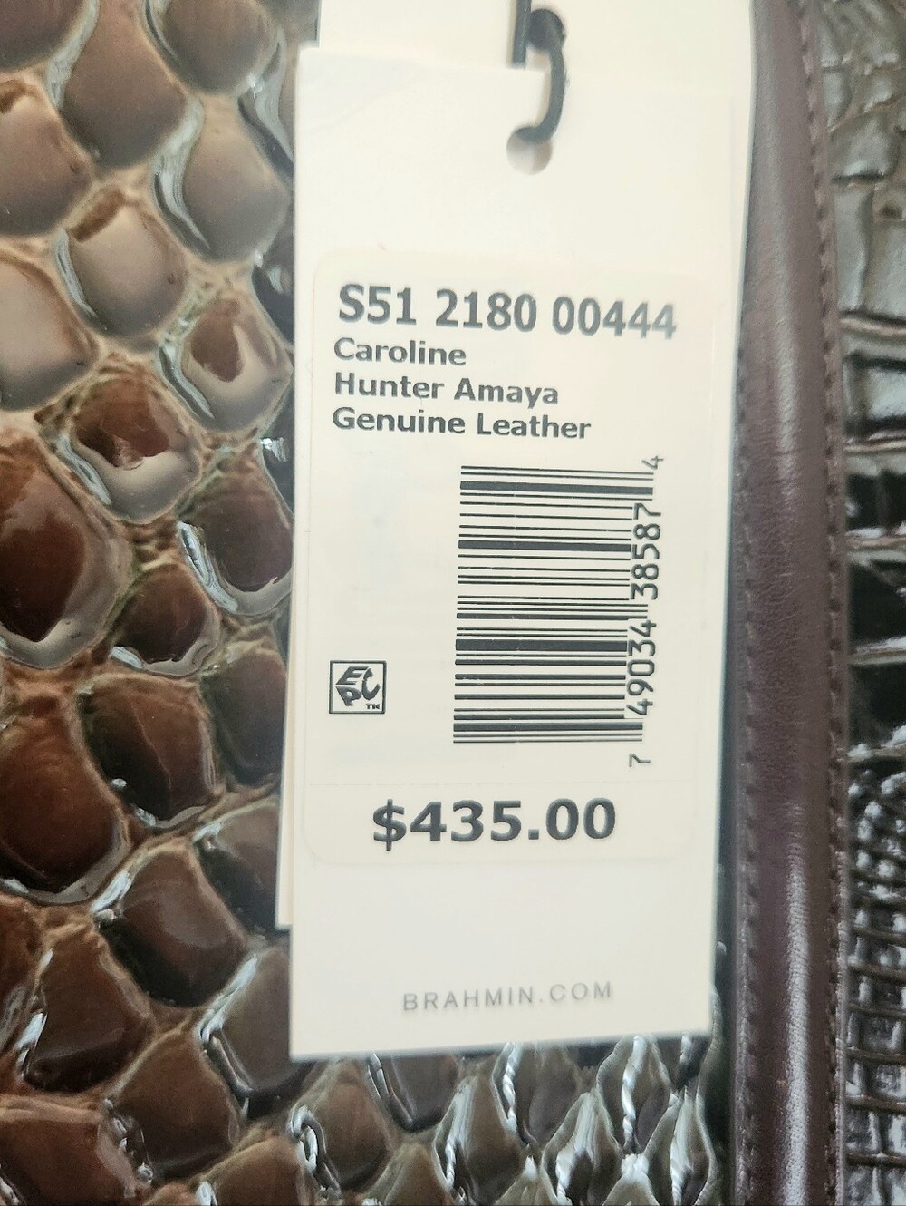 NWT Brahmin Hunter Amaya Caroline Green Brown Croc-Embossed Leather Satchel - Picture 4 of 14